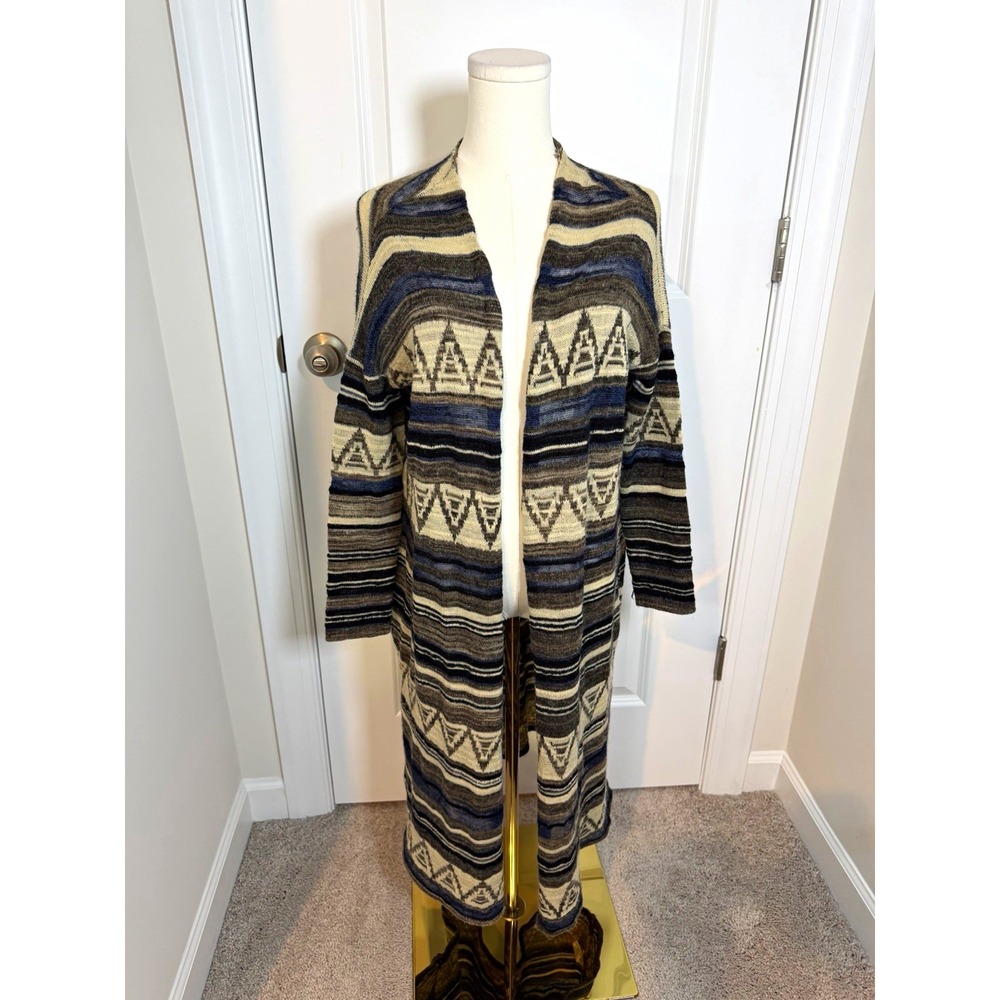 Free People Women's Long Cardigan Duster Small Aztec Western Boho Tribal